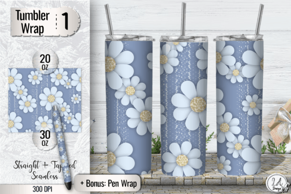 Download Daisy Tumbler Wrap Summer Flowers Design - Premium Resources